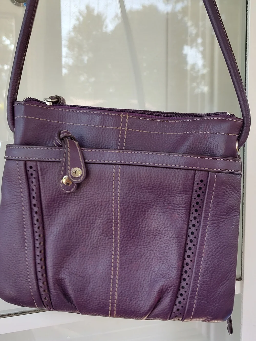 Tignanello Purple Leather Crossbody Bag - Picture 8 of 15